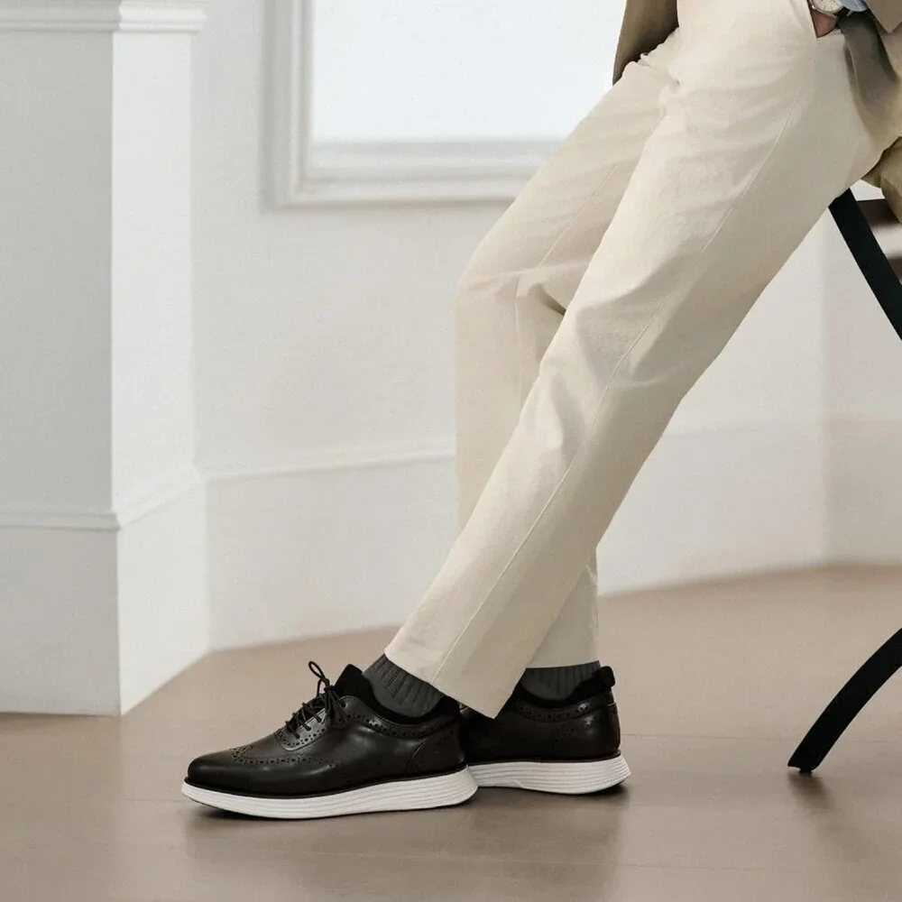Men's Black Leather Classic Business Formal Casual Wingtip Dress Oxford Shoes
